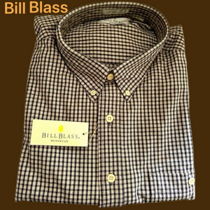 Bill Blass XXL Long Sleeved Black & Beige Plaid, NWTs origional folding!